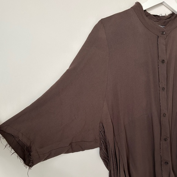 Raquel Allegra | backless shredded long button down - Picture 2 of 12